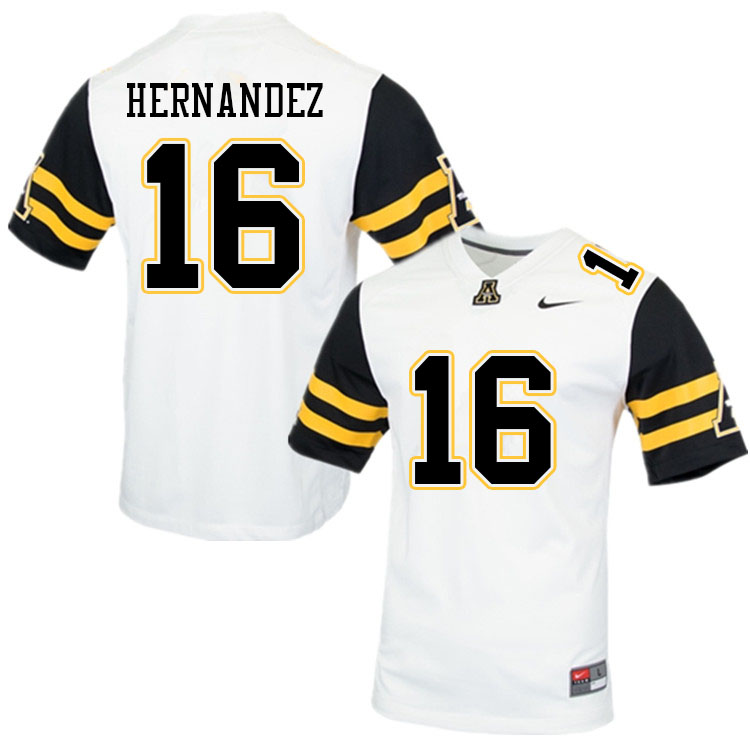 Men #16 David Hernandez Appalachian State Mountaineers College Football Jerseys Sale-White - Click Image to Close